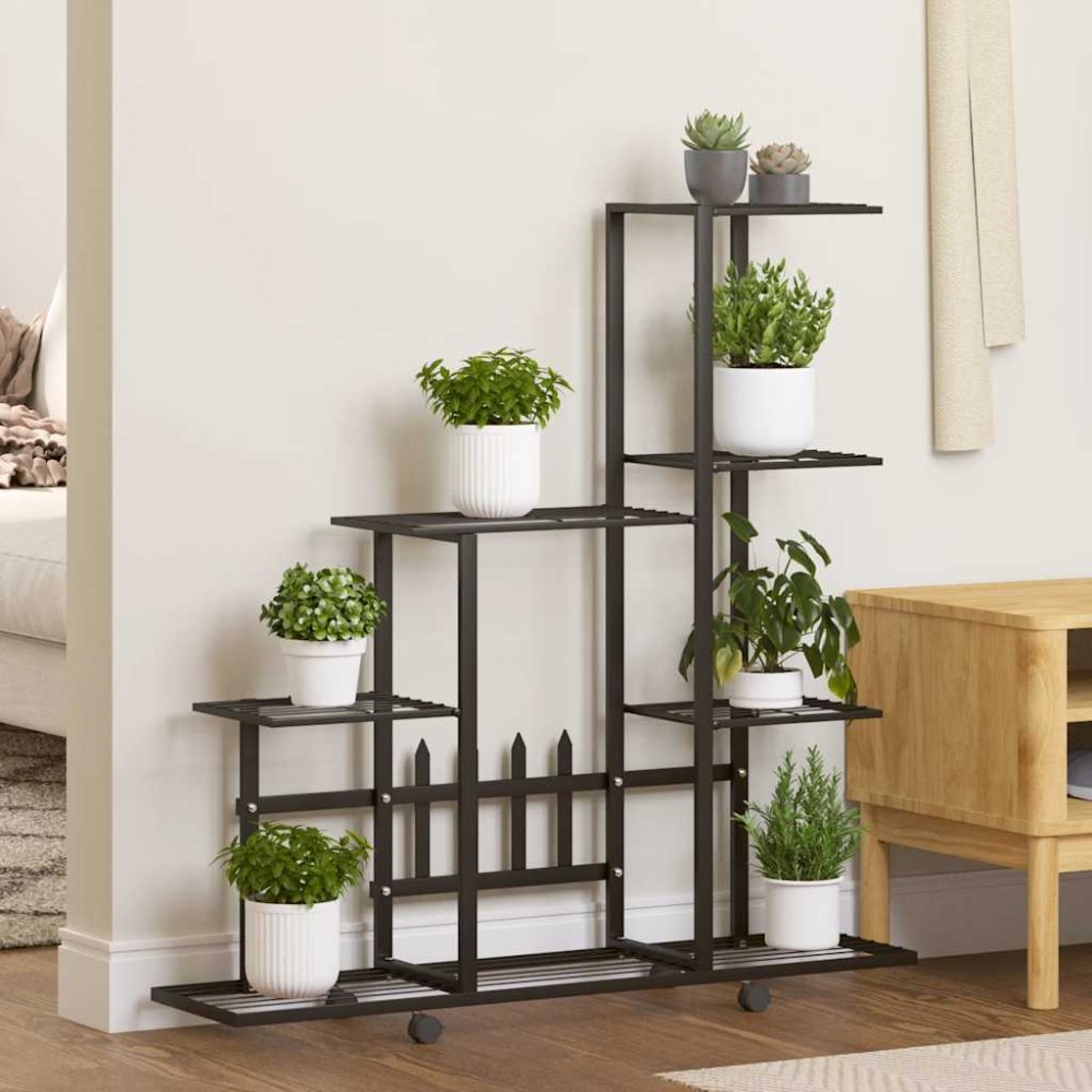 vidaXL Ανθοστήλη με Ρόδες Μαύρη 94,5 x 25 x 92,5 εκ. Μεταλλική