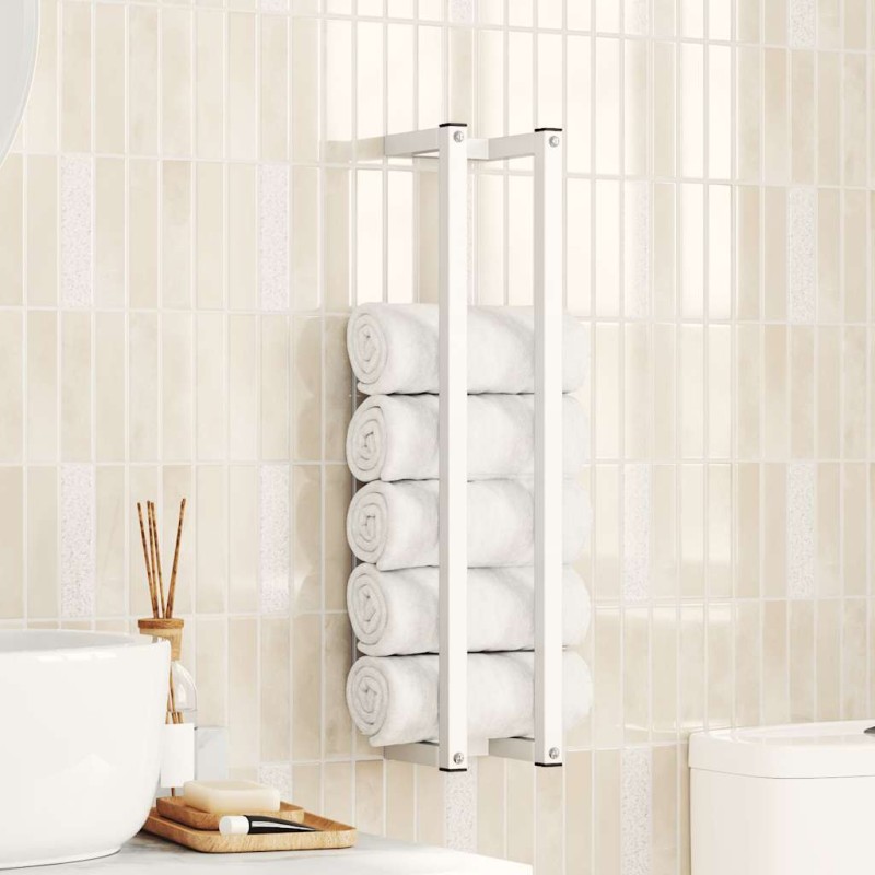 vidaXL Βάση για Πετσέτες Επιτοίχια Λευκή 12,5 x 12,5 x 60 εκ. Ατσάλινη