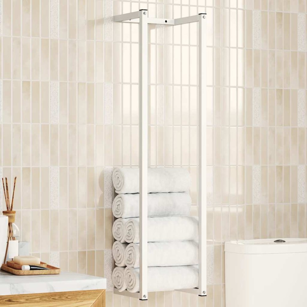 vidaXL Βάση για Πετσέτες Επιτοίχια Λευκή 25 x 20 x 95 εκ. Ατσάλινη