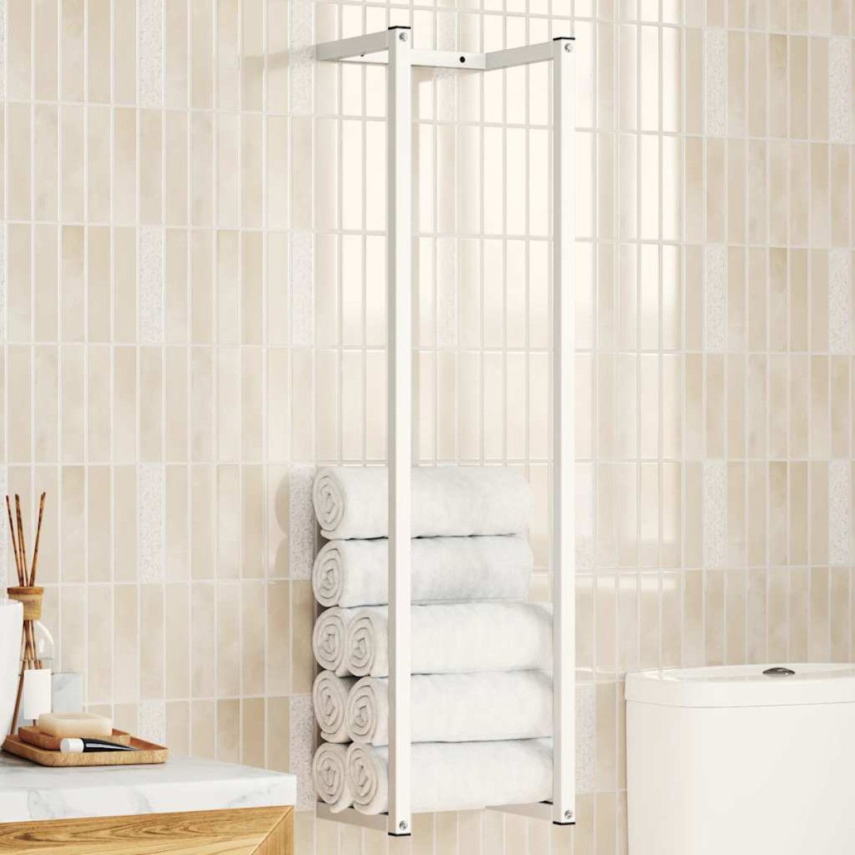 vidaXL Βάση για Πετσέτες Επιτοίχια Λευκή 25 x 20 x 95 εκ. Ατσάλινη
