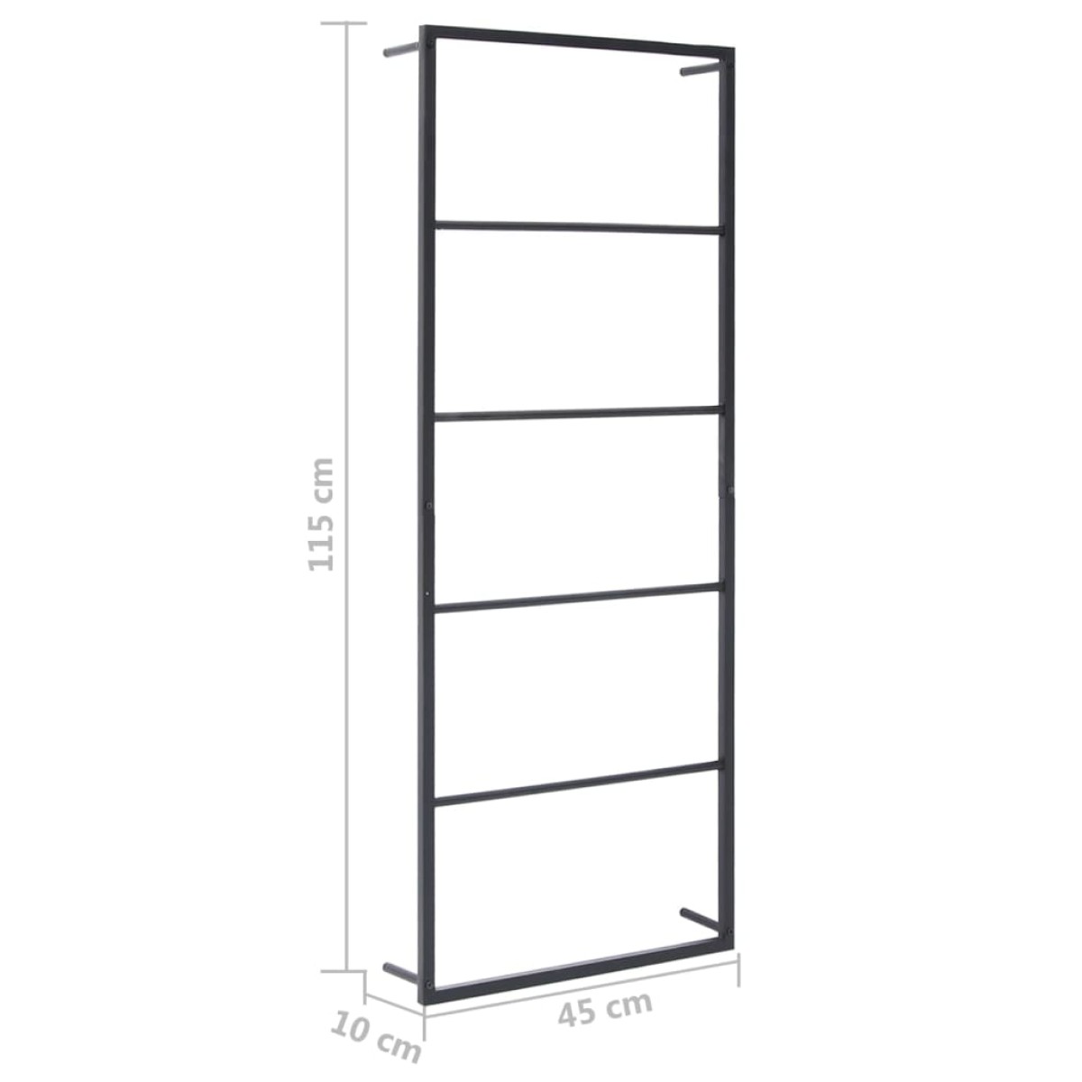 vidaXL Βάση για Πετσέτες Επιτοίχια Μαύρη 45 x 10 x 115 εκ. Ατσάλινη