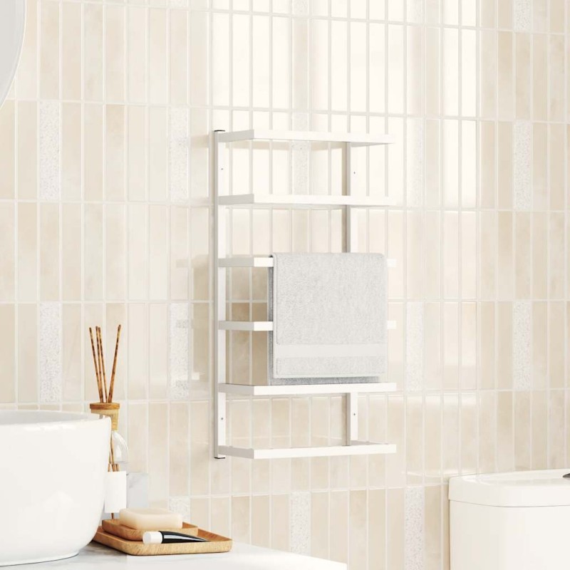 vidaXL Βάση για Πετσέτες Επιτοίχια Λευκή 24 x 12 x 48 εκ. Ατσάλινη