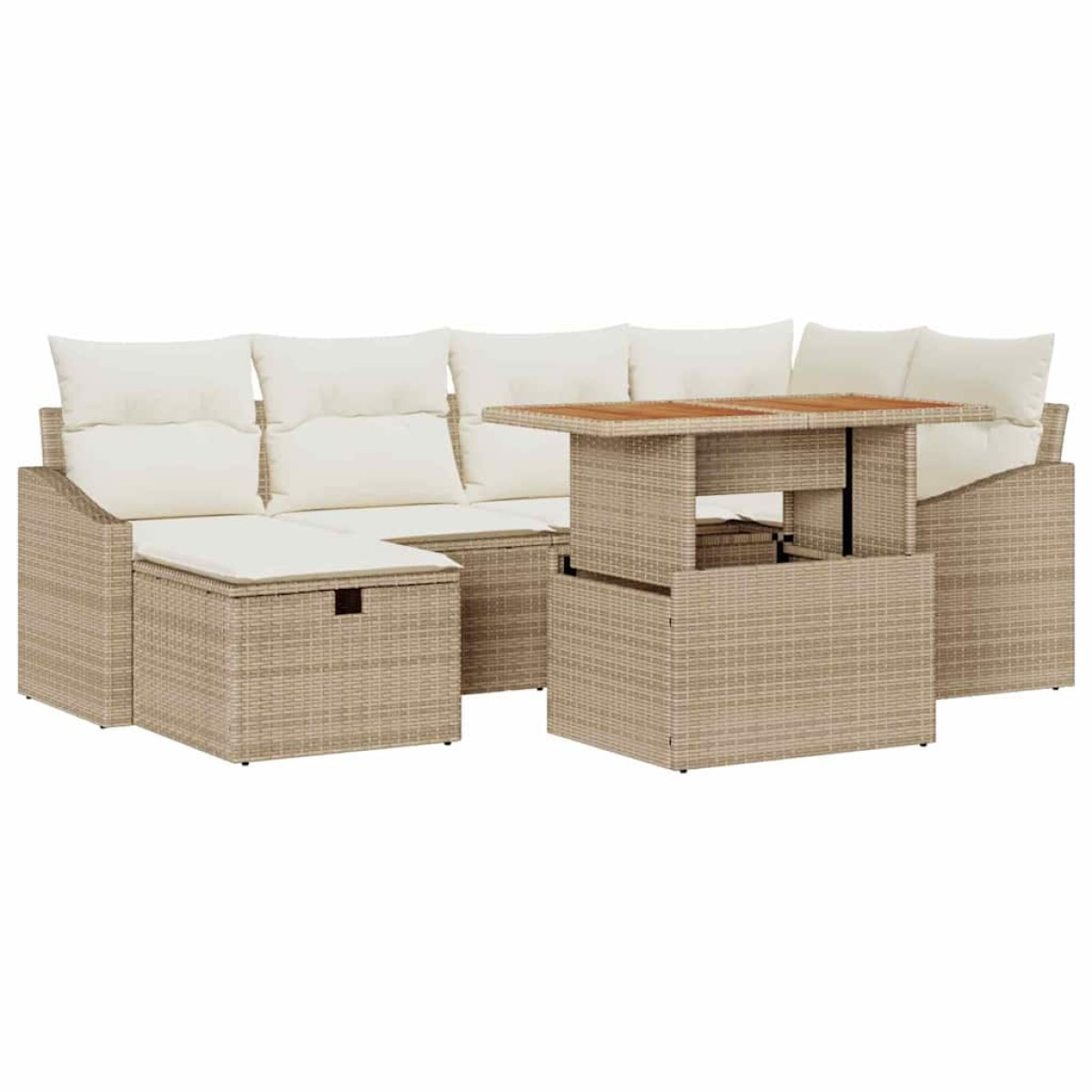 vidaXL Σετ Καναπέ Κήπου 7 τμχ. Μπεζ συνθετικό ρατάν