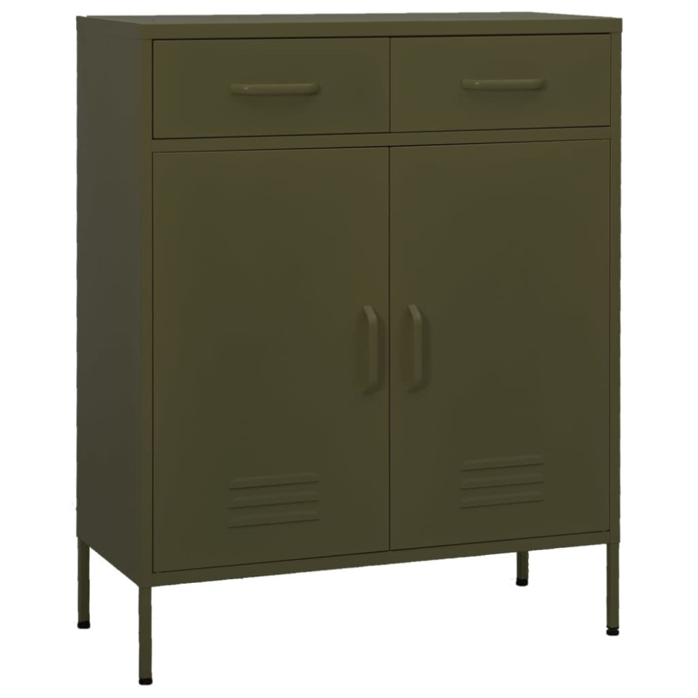 vidaXL Ντουλάπι Αποθήκευσης Πράσινο Λαδί 80x35x101,5 εκ. από Ατσάλι