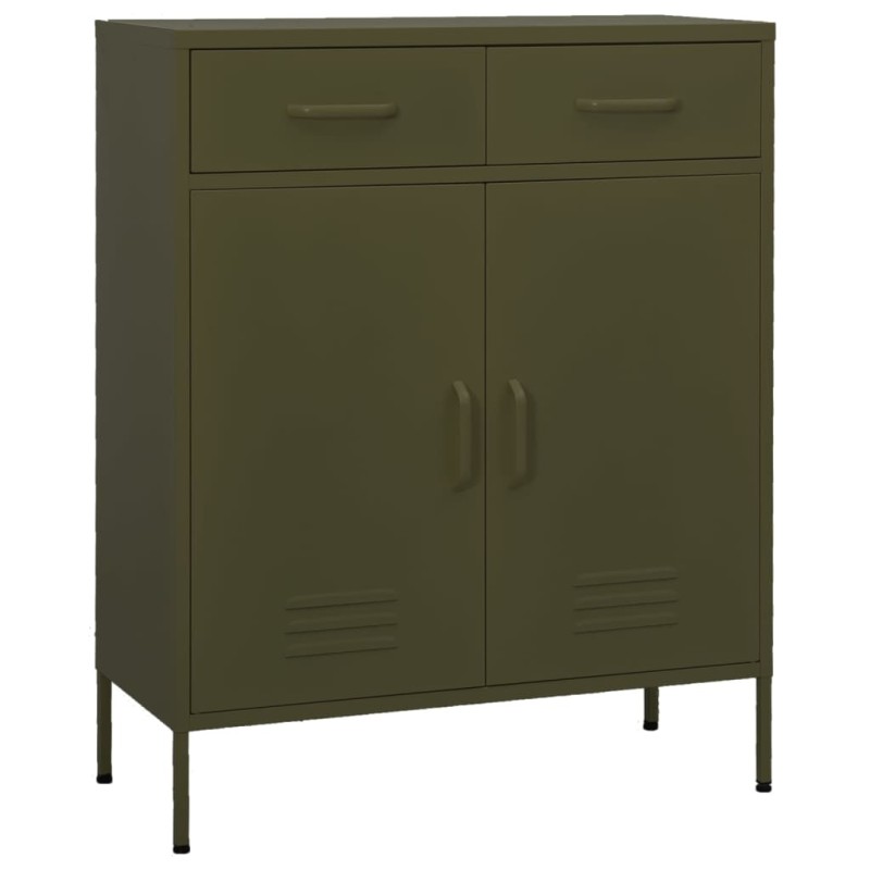 vidaXL Ντουλάπι Αποθήκευσης Πράσινο Λαδί 80x35x101,5 εκ. από Ατσάλι