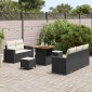 vidaXL Σετ Καναπέ Κήπου με μαξιλάρι 8 pcs Μαύρο συνθετικό ρατάν