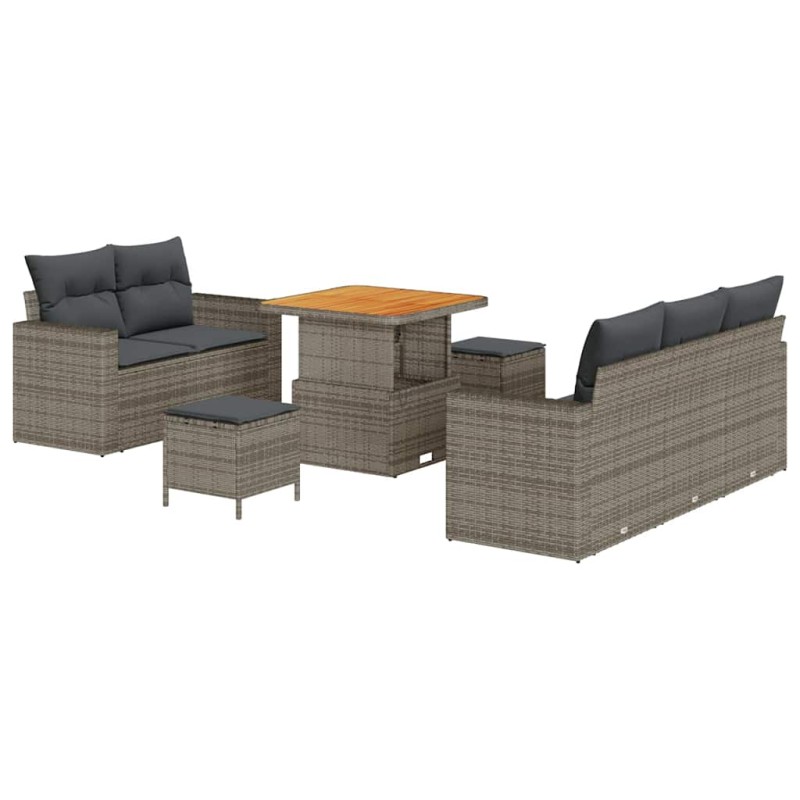 vidaXL Σετ Καναπέ Κήπου με μαξιλάρι 8 pcs Γκρι συνθετικό ρατάν