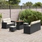 vidaXL Σετ Καναπέ Κήπου με μαξιλάρι 8 pcs Μαύρο συνθετικό ρατάν