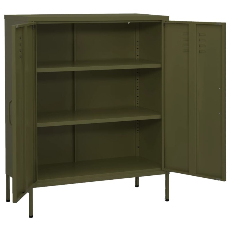vidaXL Ντουλάπι Αποθήκευσης Πράσινο Λαδί 80x35x101,5 εκ. από Ατσάλι