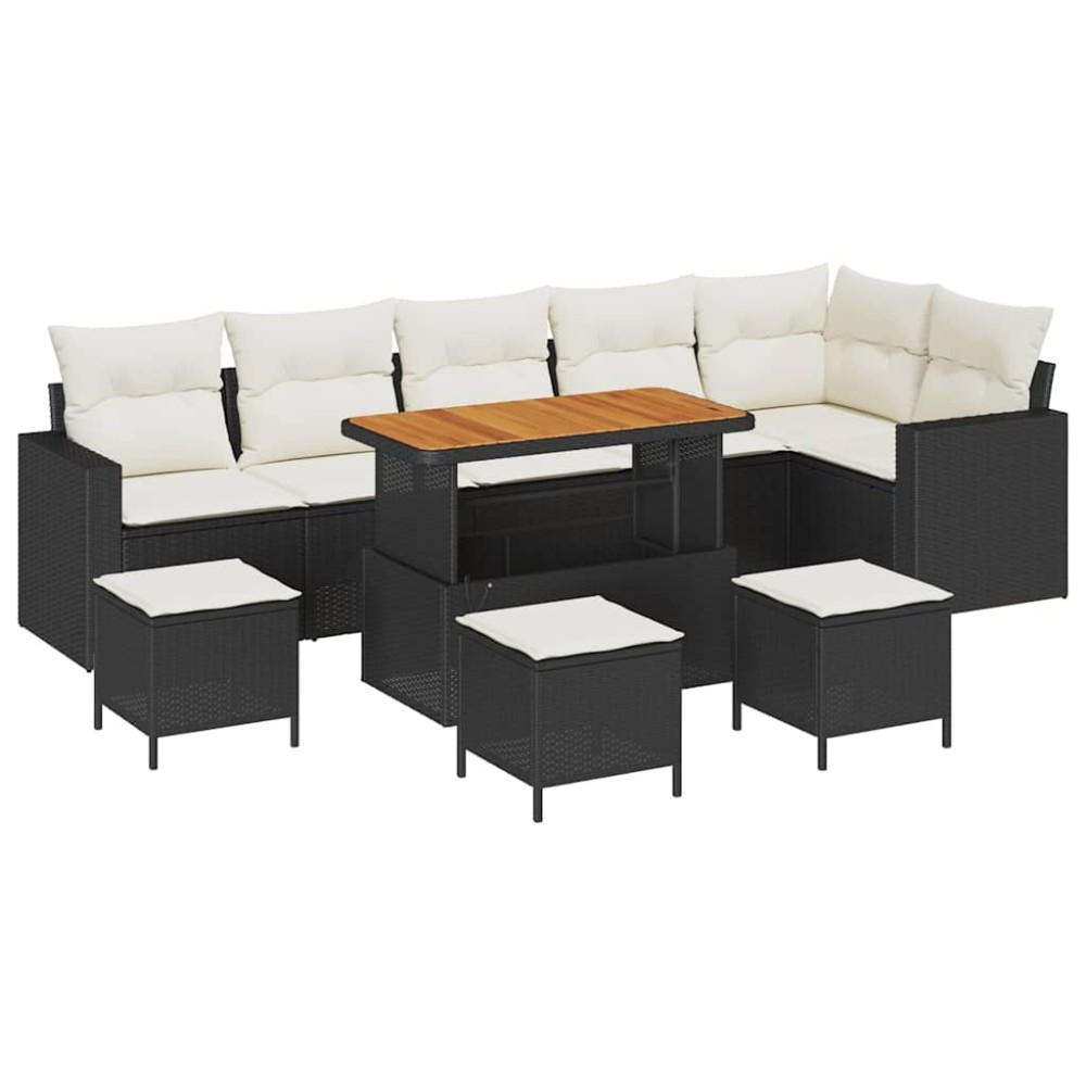 vidaXL Σετ Καναπέ Κήπου 10 τμχ. Μαύρο συνθετικό ρατάν