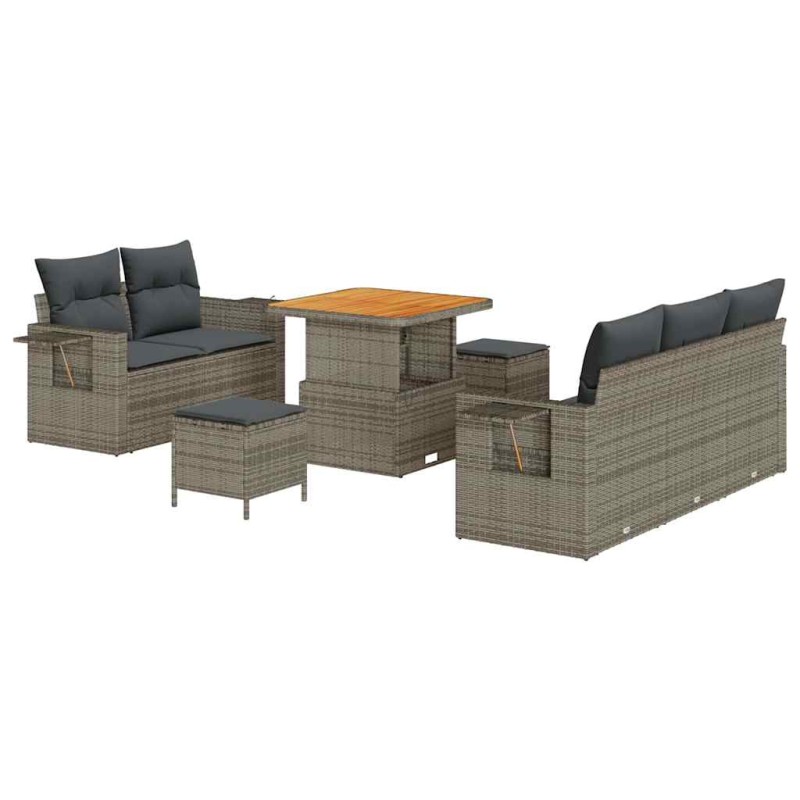 vidaXL Σετ Καναπέ Κήπου 8 τμχ. Γκρι συνθετικό ρατάν