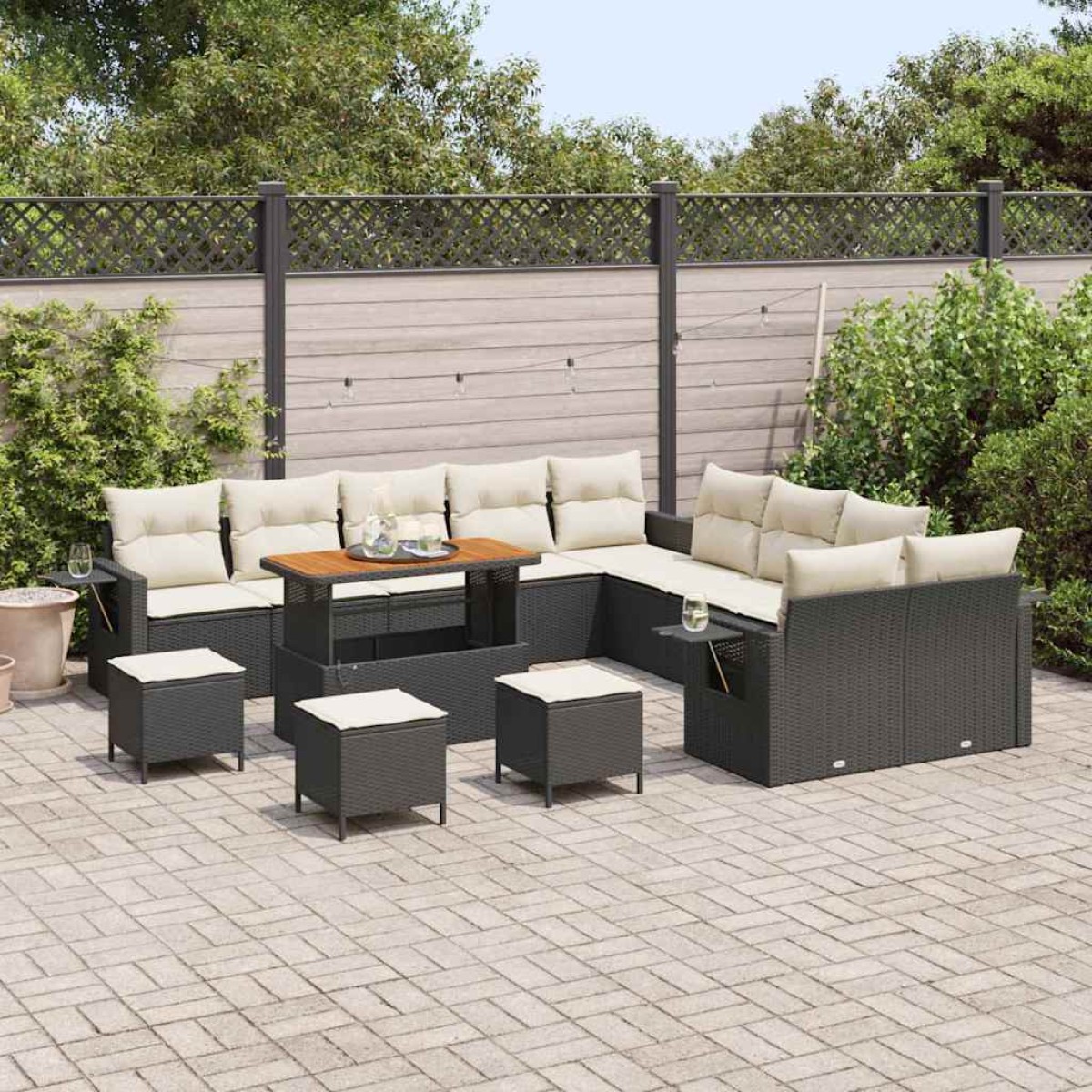 vidaXL Σετ Καναπέ Κήπου 14 τμχ. Μαύρο συνθετικό ρατάν