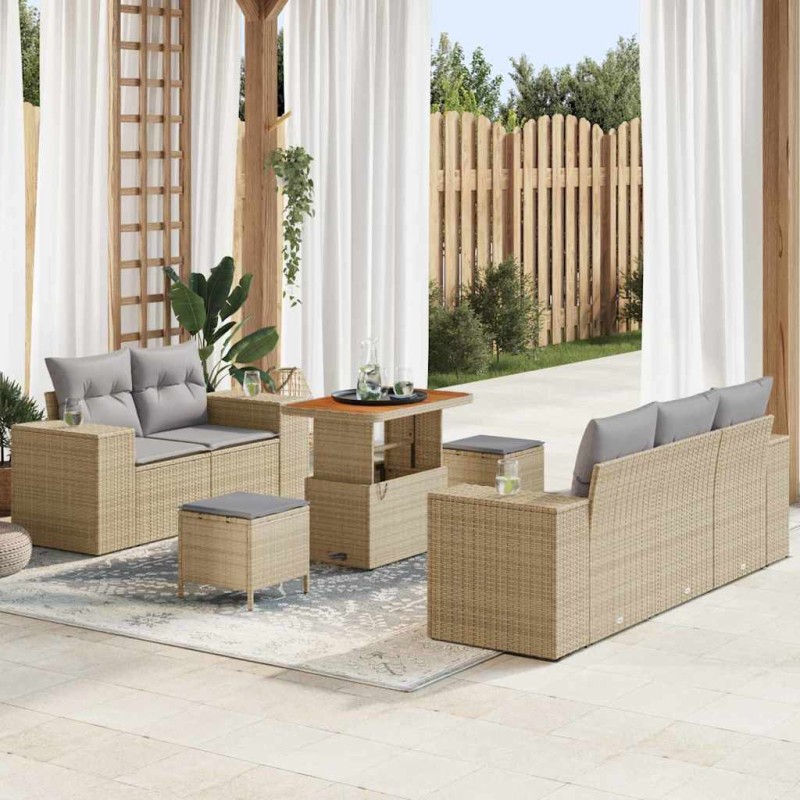vidaXL Σετ Καναπέ Κήπου 8 pcs Μπεζ συνθετικό ρατάν