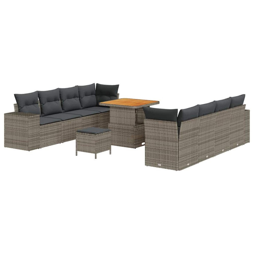 vidaXL Σετ Καναπέ Κήπου 11 τμχ. Γκρι συνθετικό ρατάν