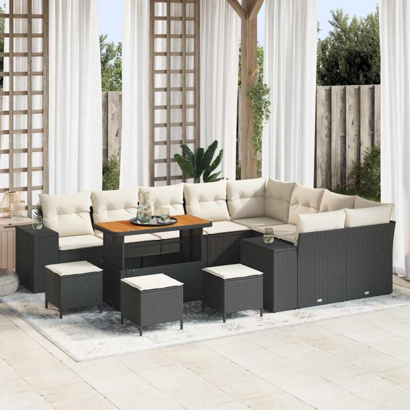 vidaXL Σετ Καναπέ Κήπου 13 τμχ. Μαύρο συνθετικό ρατάν