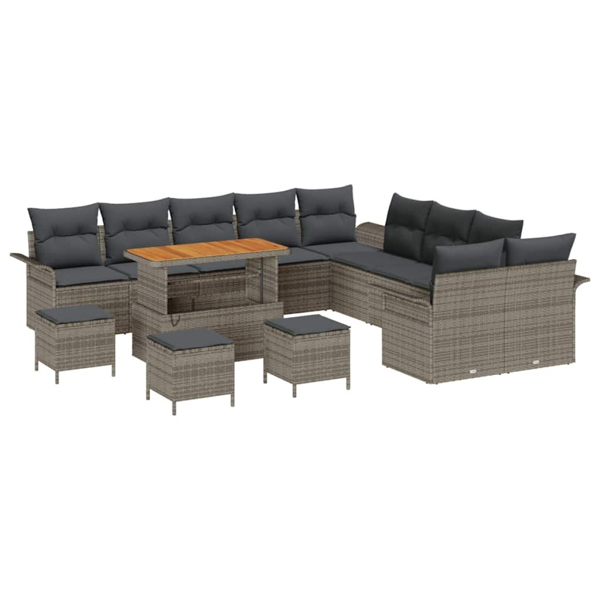 vidaXL Σετ Καναπέ Κήπου 14 τμχ. Γκρι συνθετικό ρατάν