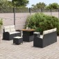 vidaXL Σετ Καναπέ Κήπου 8 τμχ. Μαύρο συνθετικό ρατάν