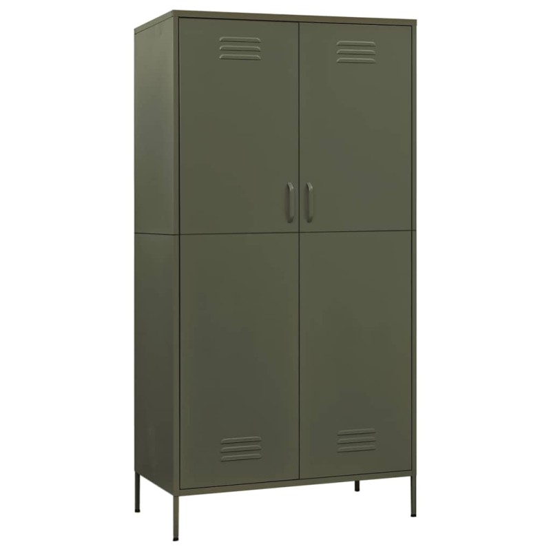 vidaXL Ντουλάπα Πράσινο Λαδί 90 x 50 x 180 εκ. από Ατσάλι