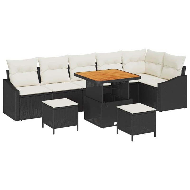 vidaXL Σετ Καναπέ Κήπου 9 τμχ. Μαύρο συνθετικό ρατάν
