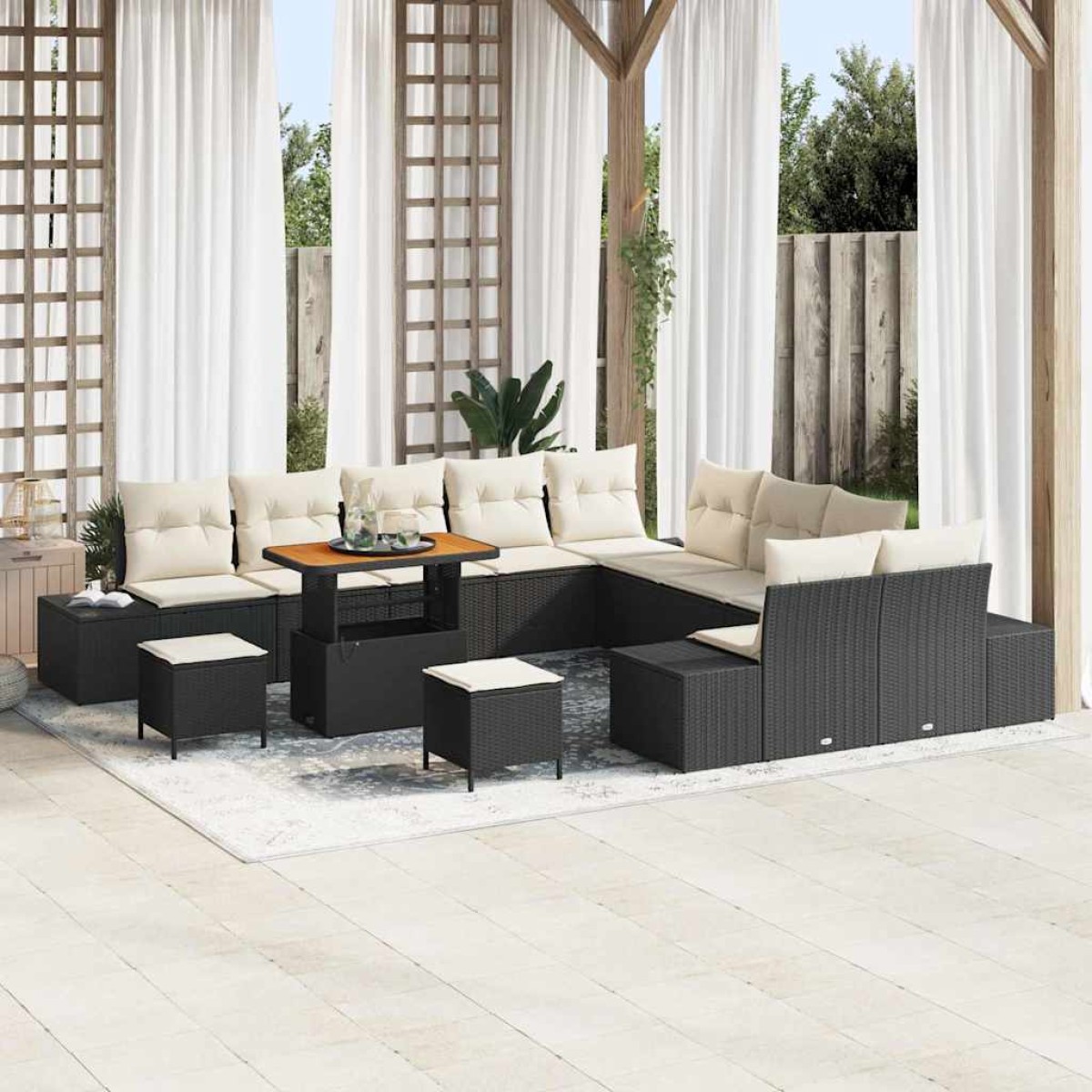vidaXL Σετ Καναπέ Κήπου 13 τμχ. Μαύρο συνθετικό ρατάν
