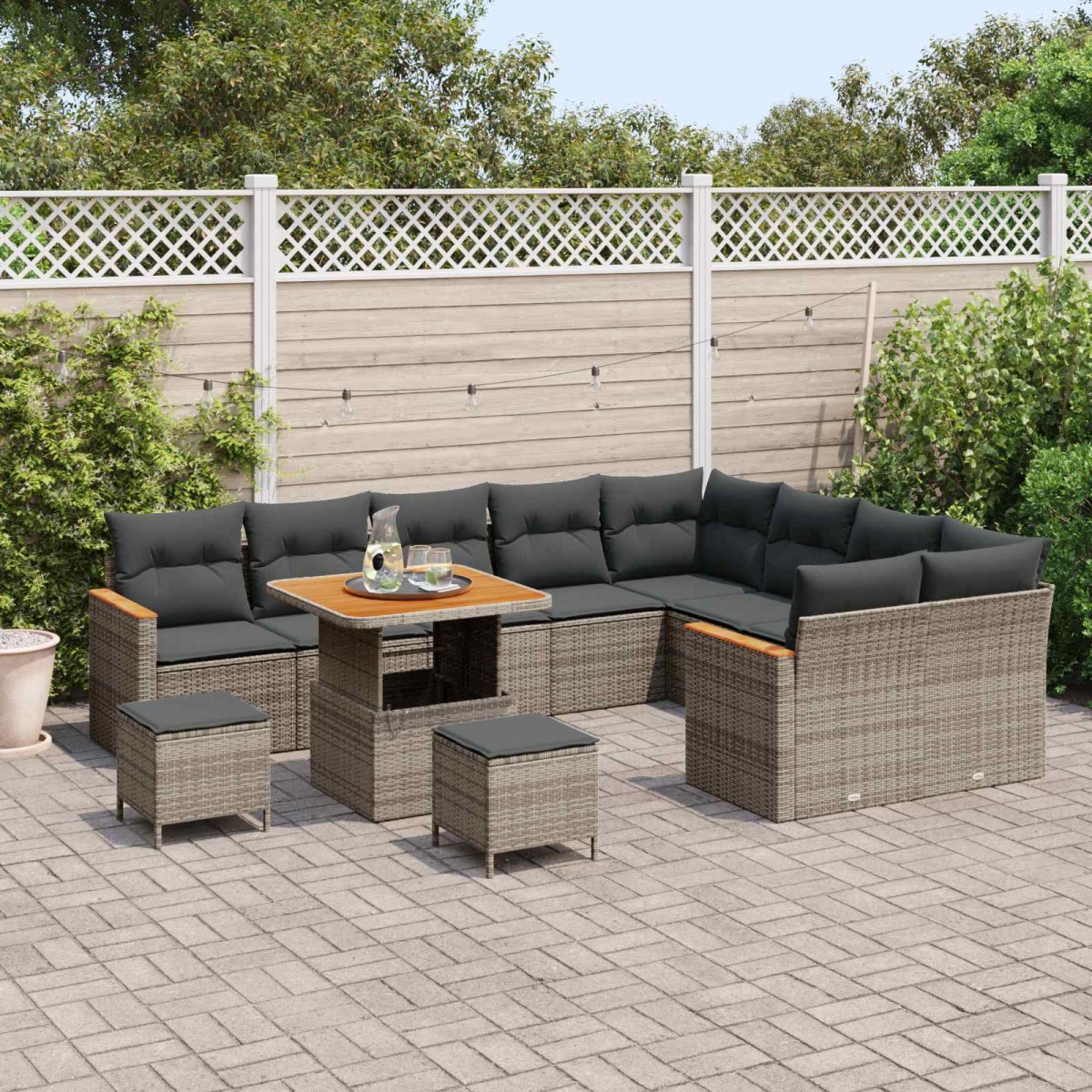 vidaXL Σετ Καναπέ Κήπου 12 τμχ. Γκρι συνθετικό ρατάν