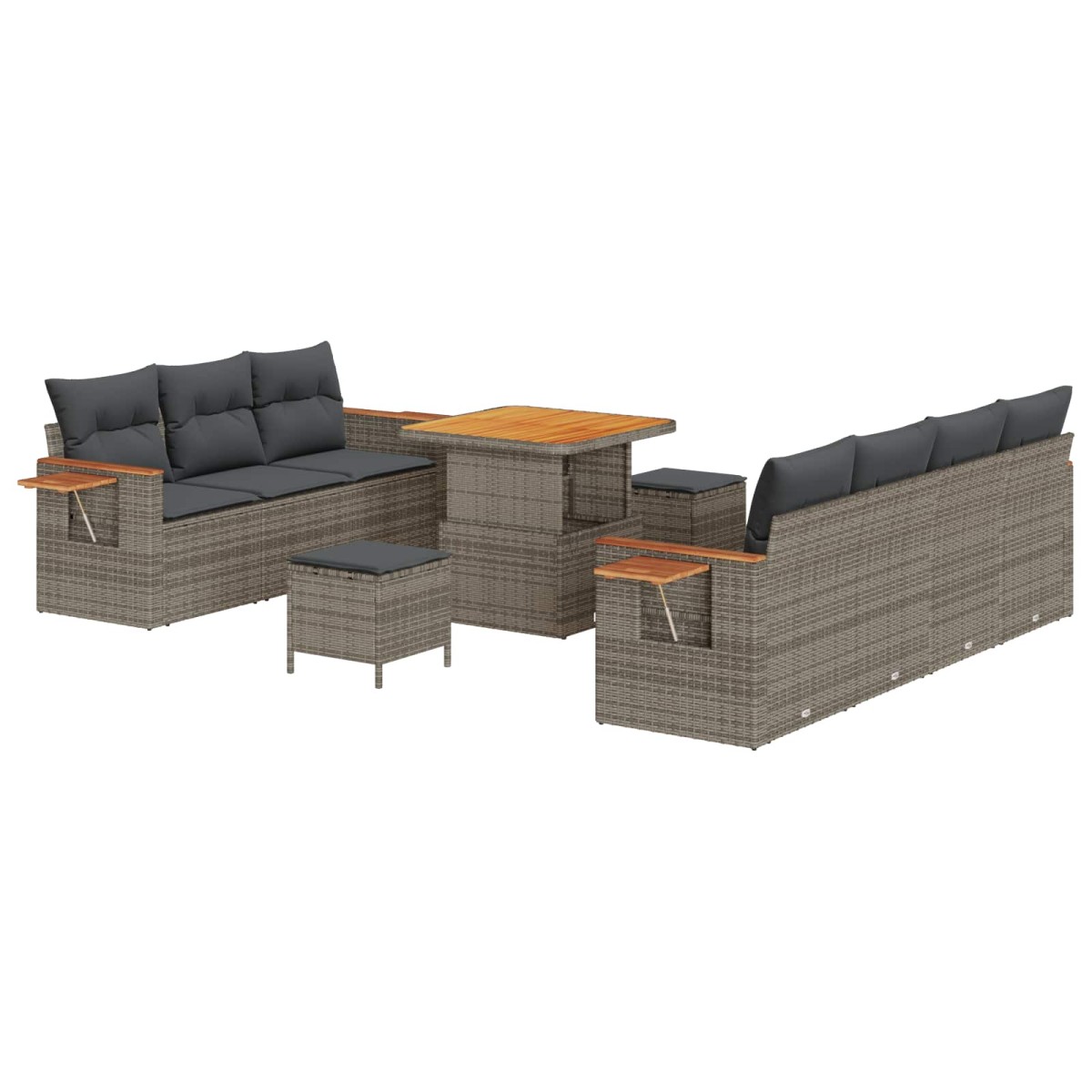 vidaXL Σετ Καναπέ Κήπου 10 τμχ. Γκρι συνθετικό ρατάν