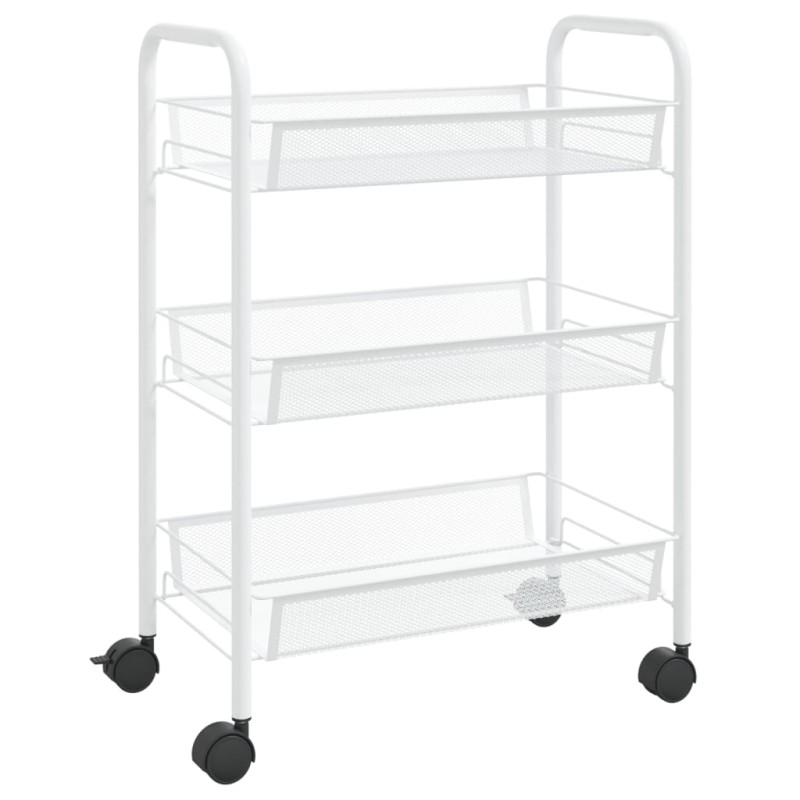 vidaXL Τρόλεϊ Κουζίνας 3 Επιπέδων Λευκό 46 x 26 x 64 εκ. Σιδερένιο