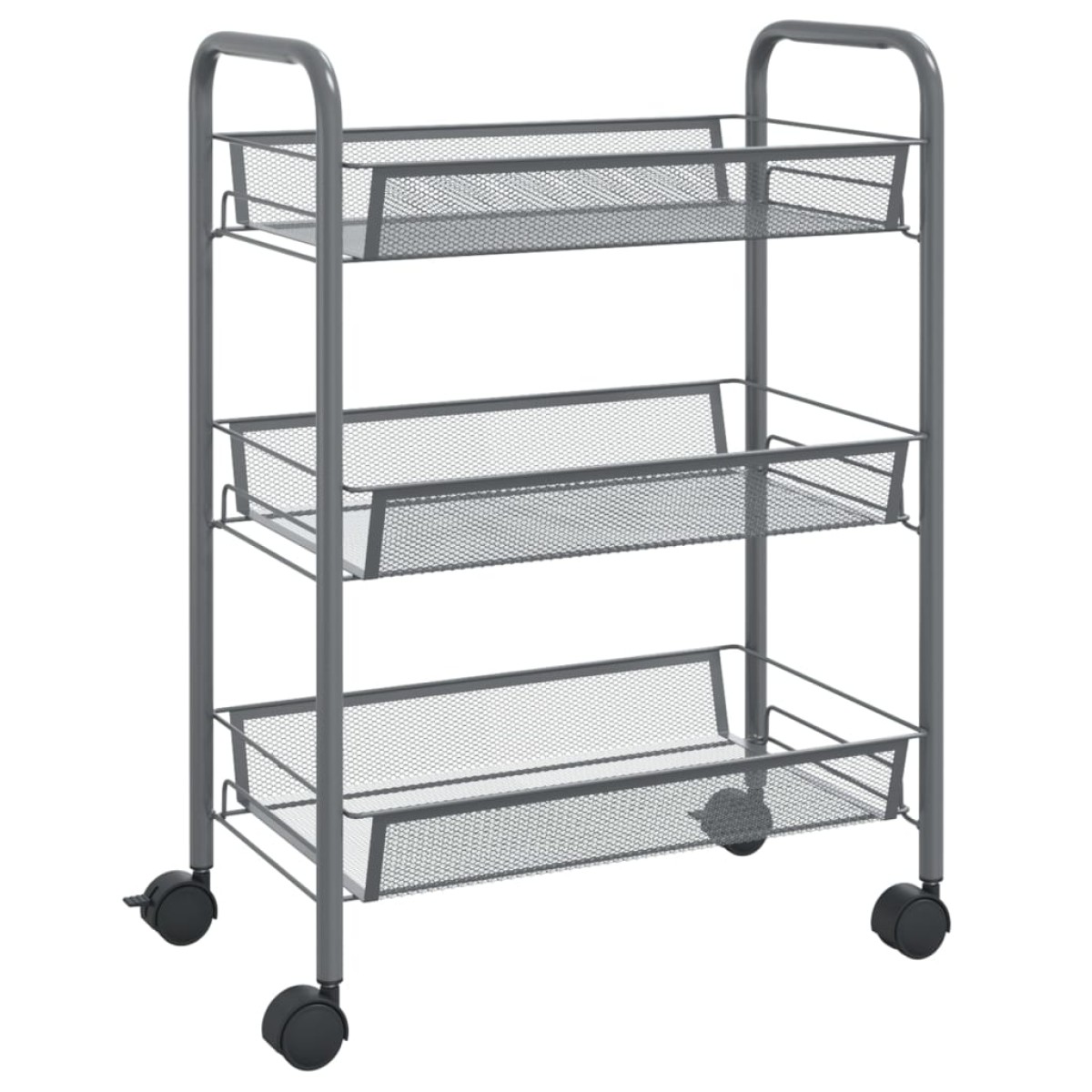 vidaXL Τρόλεϊ Κουζίνας 3 Επιπέδων Γκρι 46 x 26 x 64 εκ. Σιδερένιο