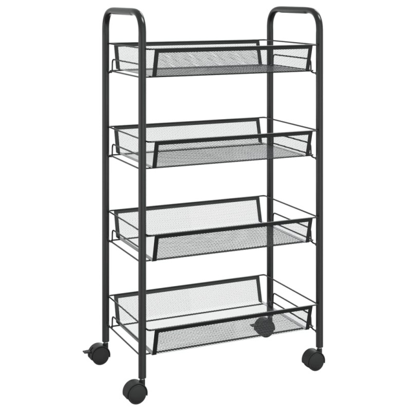 vidaXL Τρόλεϊ Κουζίνας 4 Επιπέδων Μαύρο 46 x 26 x 85 εκ. Σιδερένιο