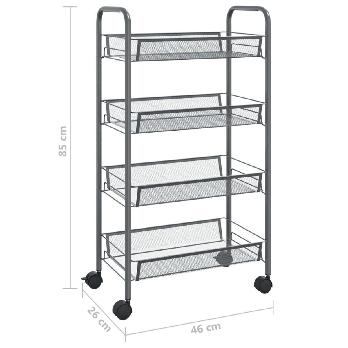 vidaXL Τρόλεϊ Κουζίνας 4 Επιπέδων Γκρι 46 x 26 x 85 εκ. Σιδερένιο