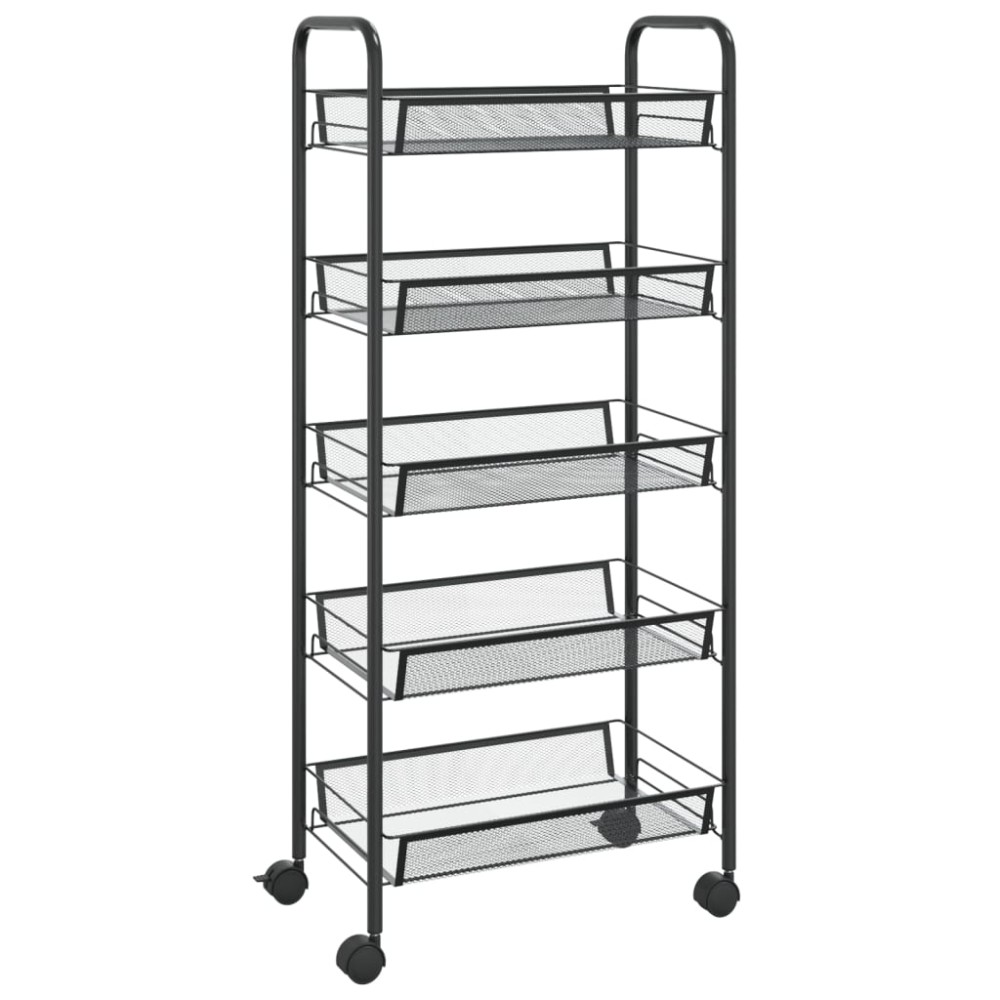 vidaXL Τρόλεϊ Κουζίνας 5 Επιπέδων Μαύρο 46 x 26 x 105 εκ. Σιδερένιο