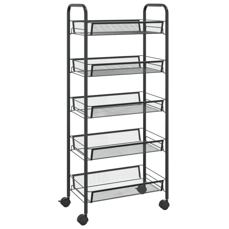 vidaXL Τρόλεϊ Κουζίνας 5 Επιπέδων Μαύρο 46 x 26 x 105 εκ. Σιδερένιο
