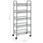 vidaXL Τρόλεϊ Κουζίνας 5 Επιπέδων Γκρι 46 x 26 x 105 εκ. Σιδερένιο