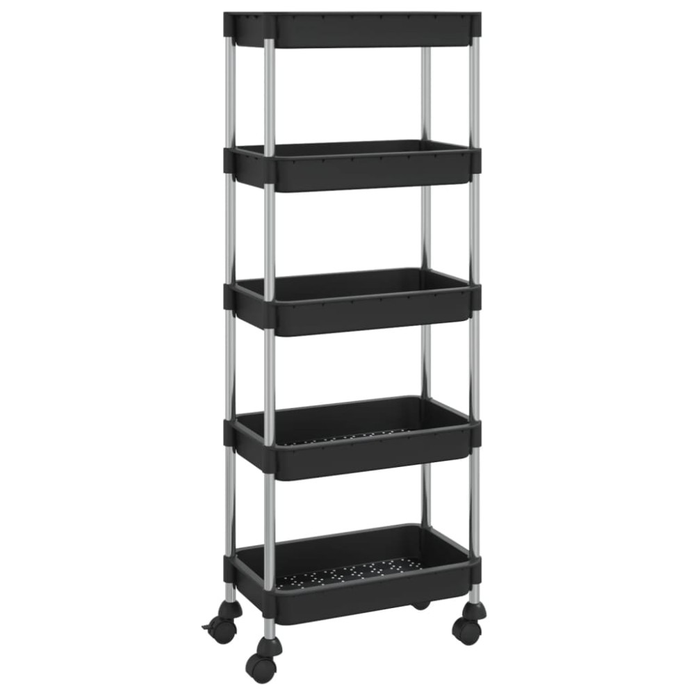 vidaXL Τρόλεϊ Κουζίνας 5 Επιπέδων Μαύρο 42 x 29 x 128 εκ. Σίδερο/ABS