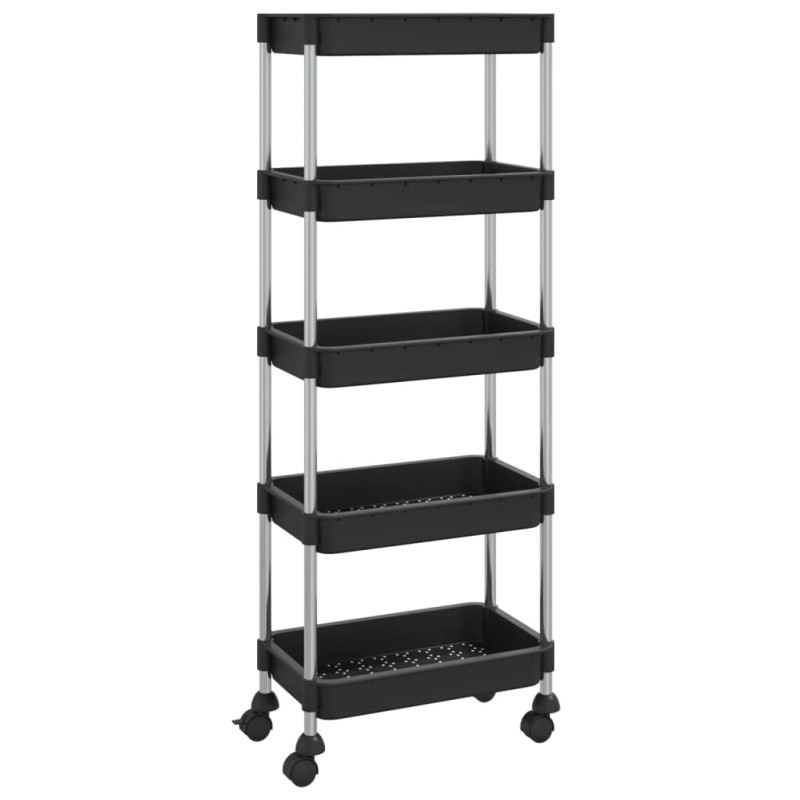 vidaXL Τρόλεϊ Κουζίνας 5 Επιπέδων Μαύρο 42 x 29 x 128 εκ. Σίδερο/ABS