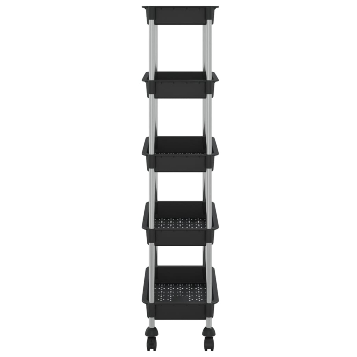 vidaXL Τρόλεϊ Κουζίνας 5 Επιπέδων Μαύρο 42 x 29 x 128 εκ. Σίδερο/ABS