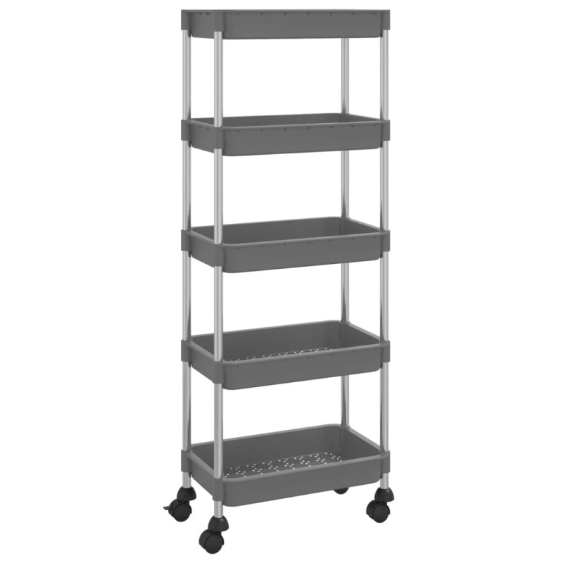vidaXL Τρόλεϊ Κουζίνας 5 Επιπέδων Γκρι 42 x 29 x 128 εκ. Σίδερο/ABS