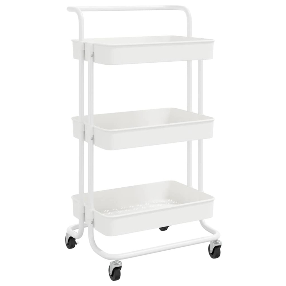 vidaXL Τρόλεϊ Κουζίνας 3 Επιπέδων Λευκό 42 x 35 x 85 εκ. Σίδερο/ABS