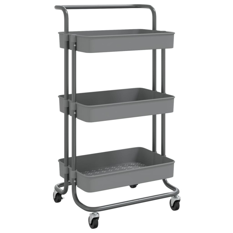 vidaXL Τρόλεϊ Κουζίνας 3 Επιπέδων Γκρι 42 x 35 x 85 εκ. Σίδερο/ABS