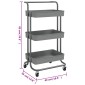 vidaXL Τρόλεϊ Κουζίνας 3 Επιπέδων Γκρι 42 x 35 x 85 εκ. Σίδερο/ABS