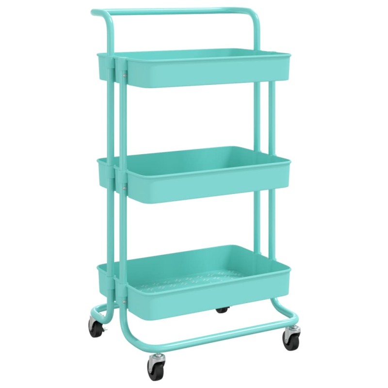 vidaXL Τρόλεϊ Κουζίνας 3 Επιπέδων Τιρκουάζ 42 x 35 x 85 εκ. Σίδερο/ABS
