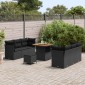 vidaXL Σετ Καναπέ Κήπου με μαξιλάρι 9 pcs Μαύρο συνθετικό ρατάν