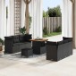 vidaXL Σετ Καναπέ Κήπου με μαξιλάρι 9 pcs Μαύρο συνθετικό ρατάν