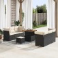 vidaXL Σετ Καναπέ Κήπου 9 pcs Μαύρο και Κρέμα συνθετικό ρατάν