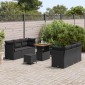 vidaXL Σετ Καναπέ Κήπου με μαξιλάρι 9 pcs Μαύρο συνθετικό ρατάν