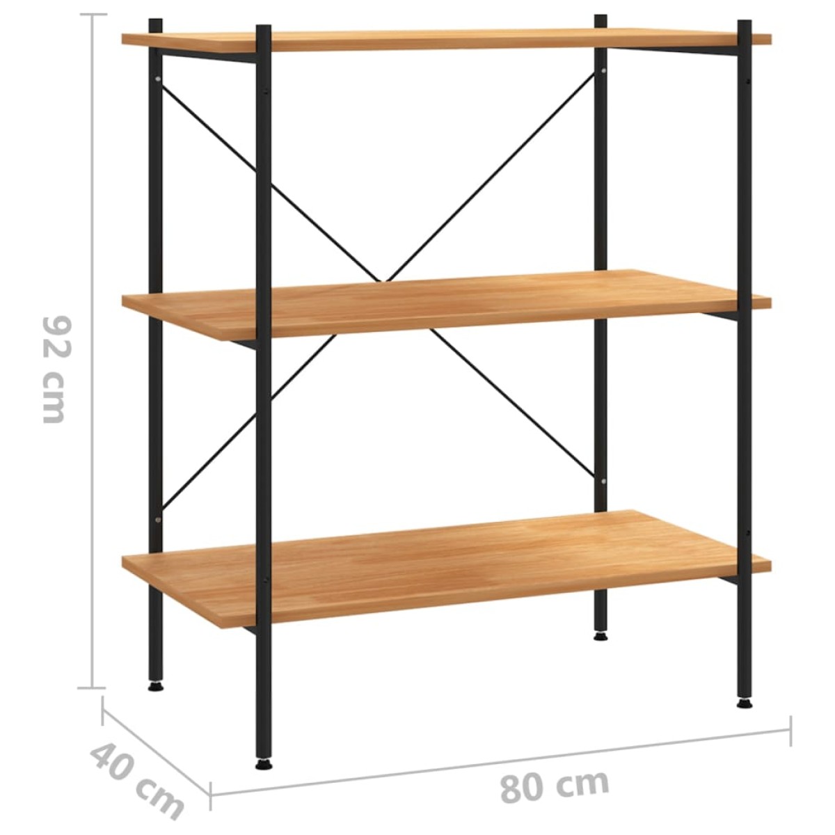 vidaXL Ραφιέρα 3 Επιπέδων Μαύρη και Δρυς 80 x 40 x 92 εκ.