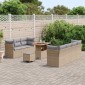 vidaXL Σετ Καναπέ Κήπου με μαξιλάρι 10 pcs μπεζ και ανοιχτό γκρι