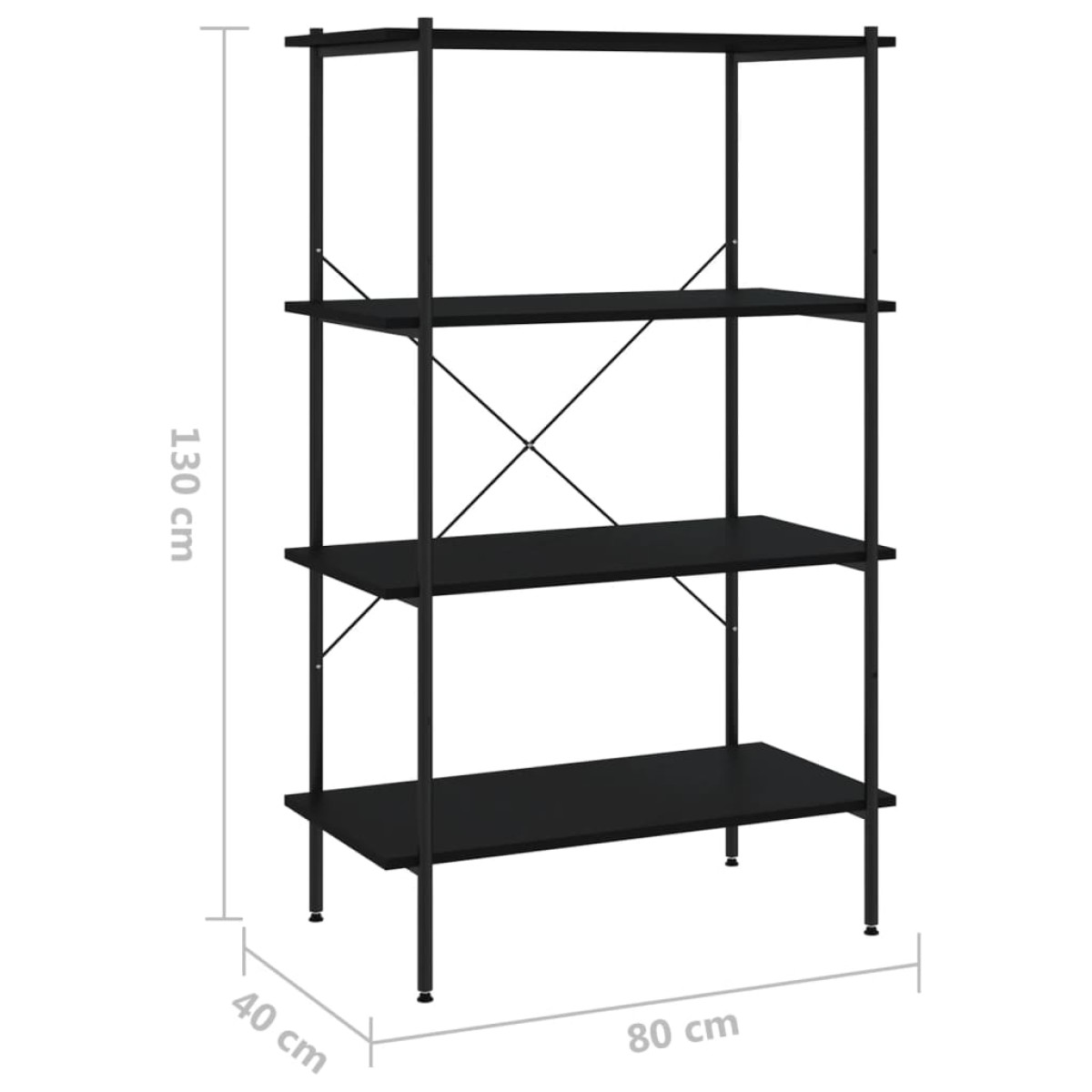 vidaXL Ραφιέρα 4 Επιπέδων Μαύρη 80 x 40 x 130 εκ.