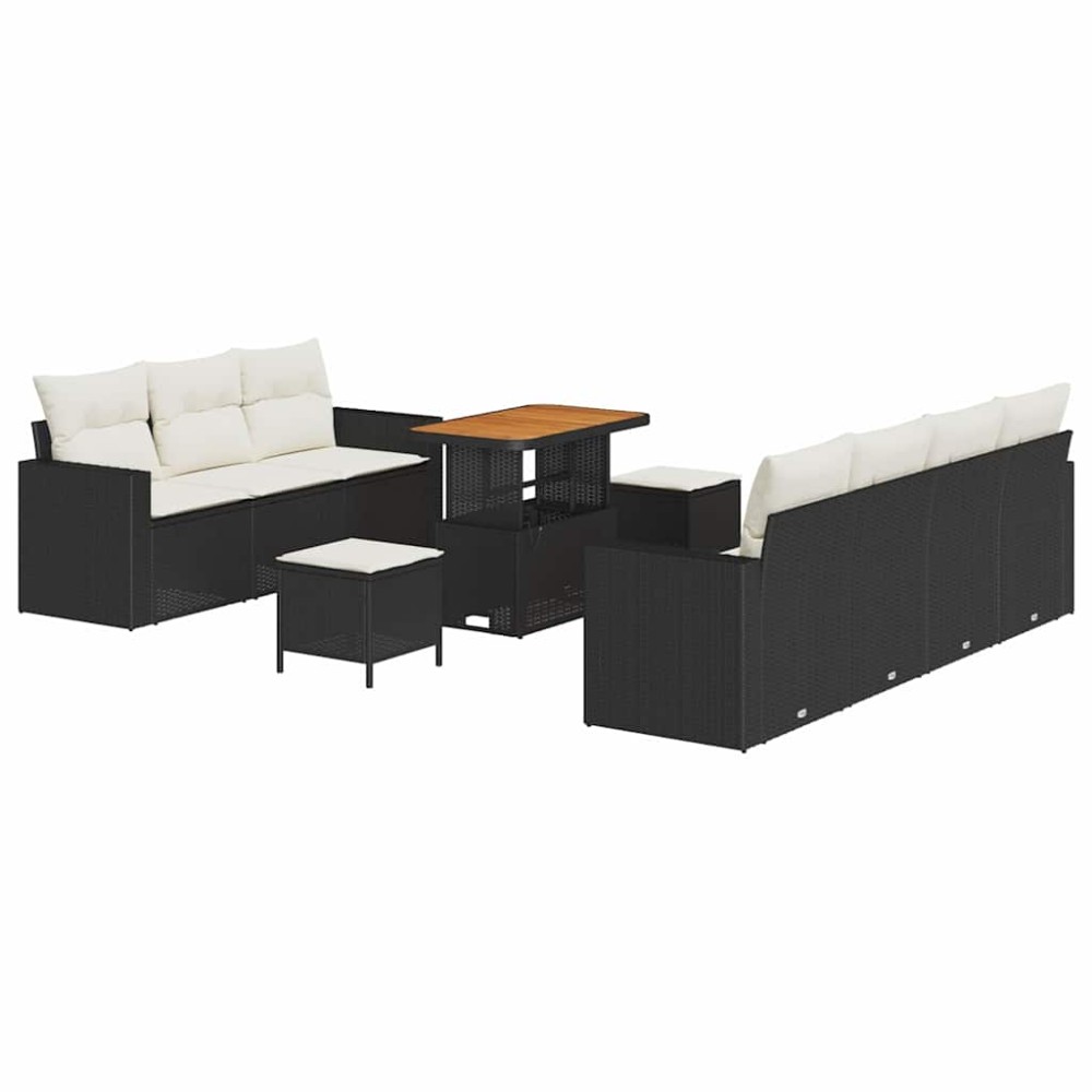 vidaXL Σετ Καναπέ Κήπου 10 τμχ. 7-Αριθμός καθισμάτων Μαύρο και Κρέμα