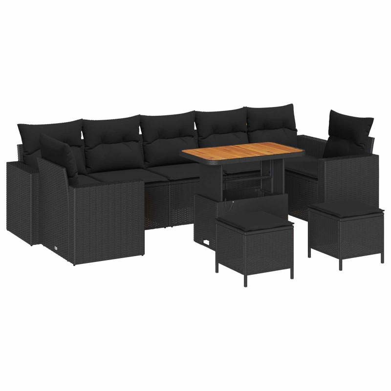 vidaXL Σετ Καναπέ Κήπου με μαξιλάρι 13 pcs Μαύρο συνθετικό ρατάν